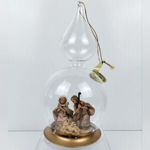 Fontanini HOLY FAMILY Blown GLASS ORNAMENT 56187 Nativity 6.5" H BOX WEAR READ